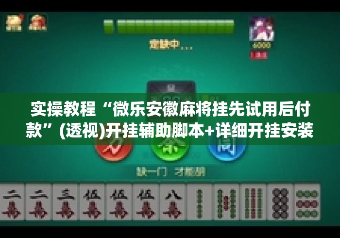 实操教程“微乐安徽麻将挂先试用后付款”(透视)开挂辅助脚本+详细开挂安装教程