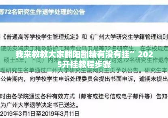 我来教教大家翻阳翻精有没有挂	”2025开挂教程步骤