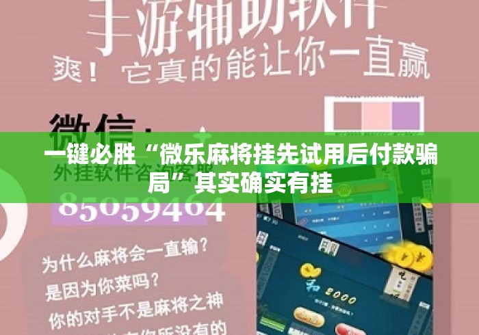 一键必胜“微乐麻将挂先试用后付款骗局”其实确实有挂