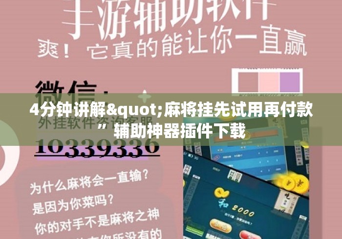 4分钟讲解"麻将挂先试用再付款”辅助神器插件下载
