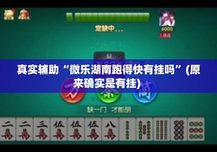 真实辅助“微乐湖南跑得快有挂吗”(原来确实是有挂) 