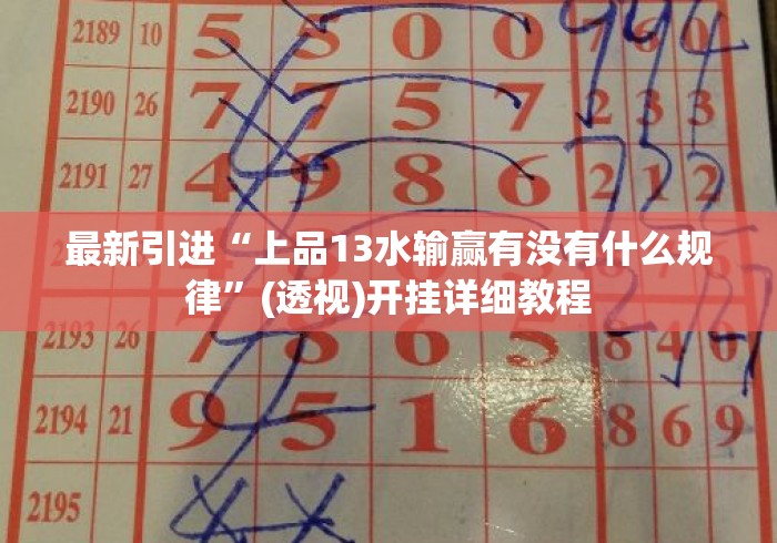 最新引进“上品13水输赢有没有什么规律	”(透视)开挂详细教程