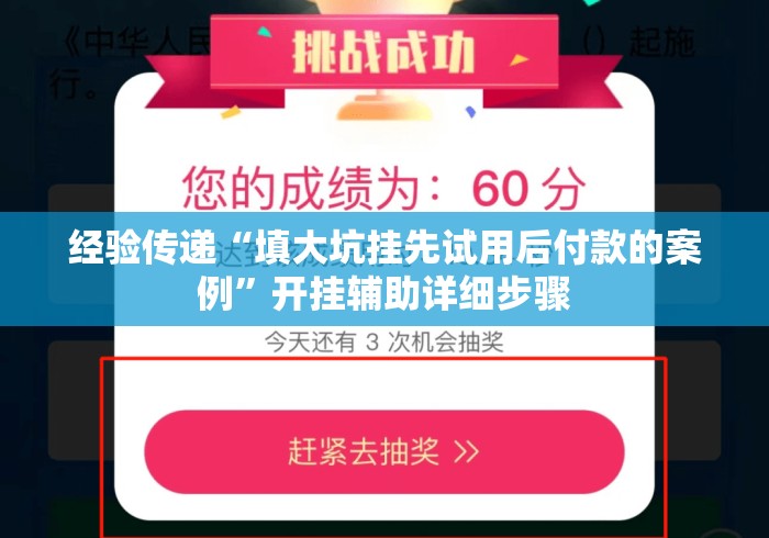 经验传递“填大坑挂先试用后付款的案例”开挂辅助详细步骤