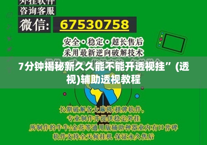 7分钟揭秘新久久能不能开透视挂”(透视)辅助透视教程