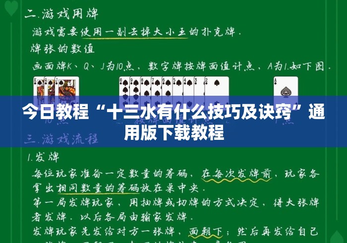 今日教程“十三水有什么技巧及诀窍	”通用版下载教程