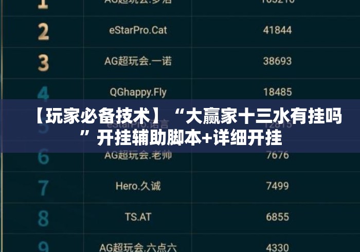 【玩家必备技术】“大赢家十三水有挂吗”开挂辅助脚本+详细开挂