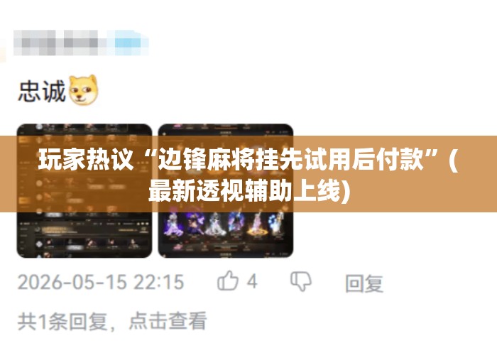 玩家热议“边锋麻将挂先试用后付款	”(最新透视辅助上线)