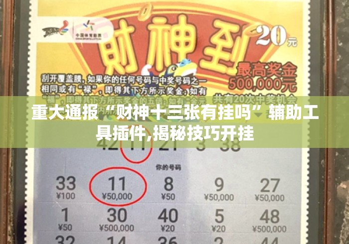 重大通报“财神十三张有挂吗”辅助工具插件,揭秘技巧开挂