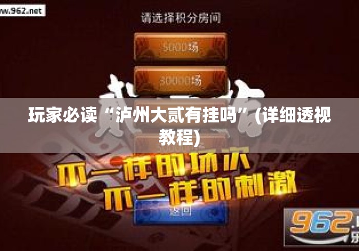 玩家必读“泸州大贰有挂吗”(详细透视教程)