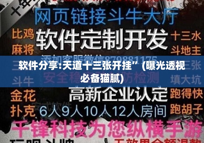 软件分享:天道十三张开挂”(曝光透视必备猫腻)