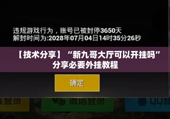 【技术分享】“新九哥大厅可以开挂吗	”分享必要外挂教程