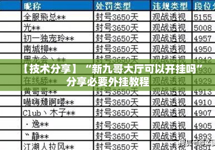 【技术分享】“新九哥大厅可以开挂吗”分享必要外挂教程