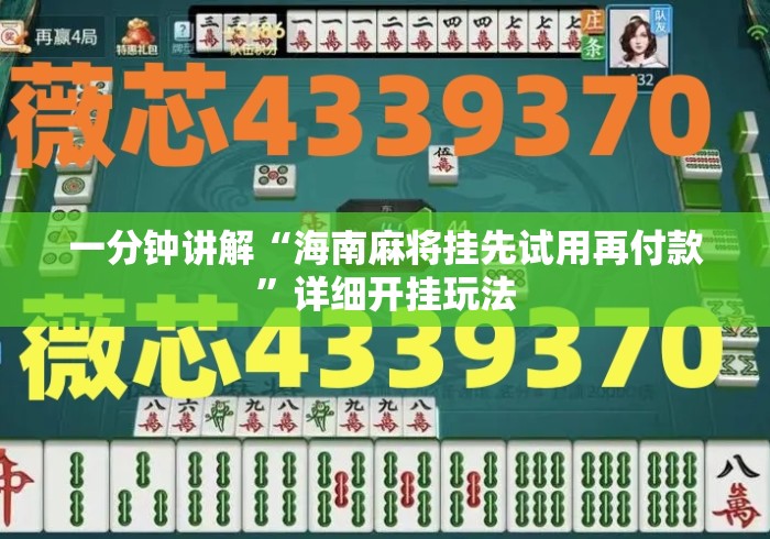 一分钟讲解“海南麻将挂先试用再付款”详细开挂玩法