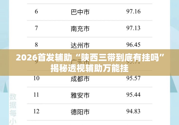 2026首发辅助“陕西三带到底有挂吗”揭秘透视辅助万能挂