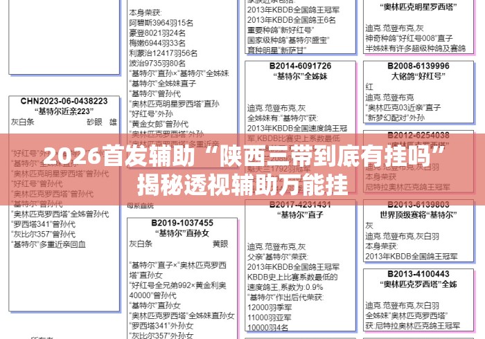 2026首发辅助“陕西三带到底有挂吗	”揭秘透视辅助万能挂