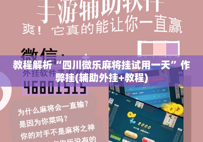 教程解析“四川微乐麻将挂试用一天”作弊挂(辅助外挂+教程)