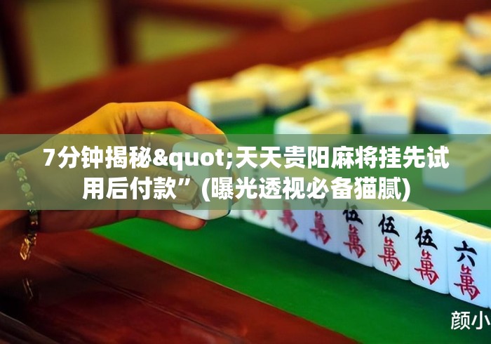 7分钟揭秘"天天贵阳麻将挂先试用后付款”(曝光透视必备猫腻)
