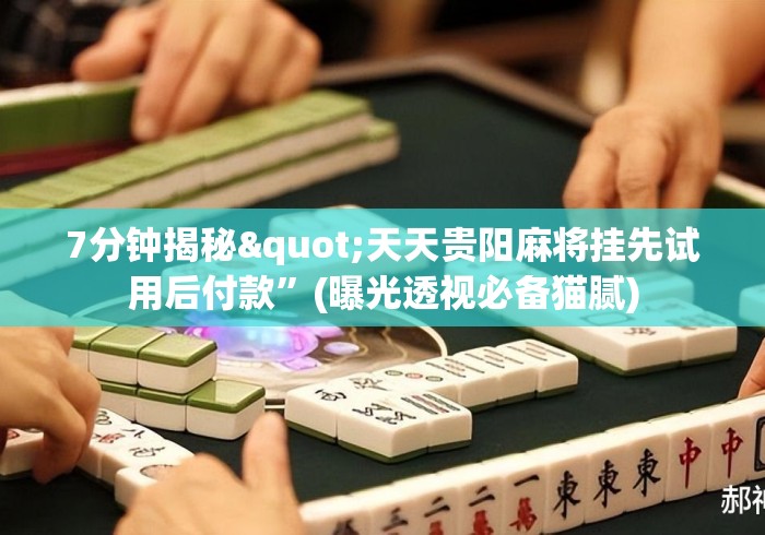 7分钟揭秘"天天贵阳麻将挂先试用后付款”(曝光透视必备猫腻)