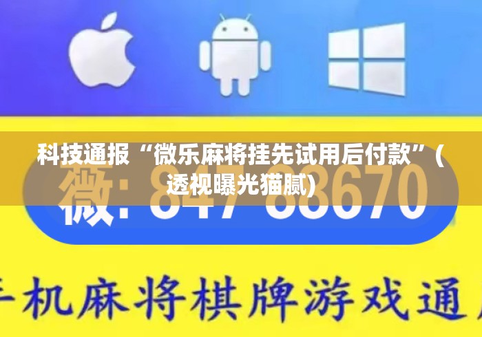 科技通报“微乐麻将挂先试用后付款”(透视曝光猫腻)