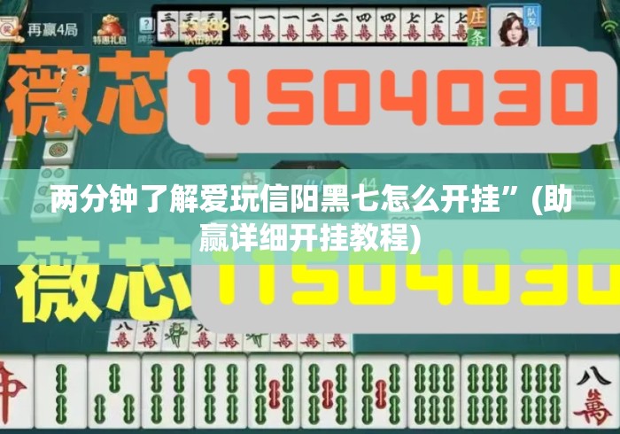两分钟了解爱玩信阳黑七怎么开挂”(助赢详细开挂教程)