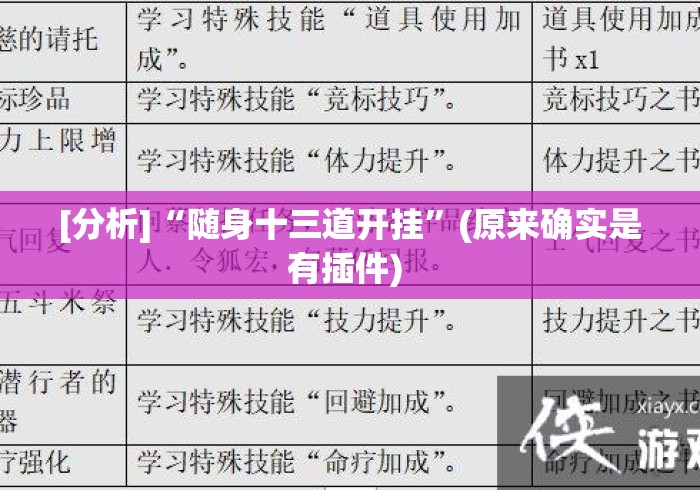 [分析]“随身十三道开挂”(原来确实是有插件) 