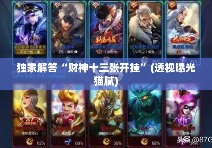 独家解答“财神十三张开挂”(透视曝光猫腻)