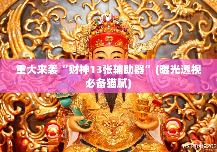 重大来袭“财神13张辅助器	”(曝光透视必备猫腻)