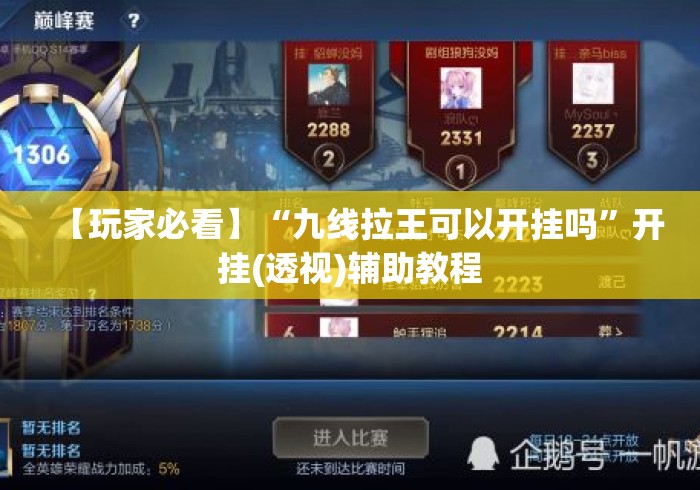 【玩家必看】“九线拉王可以开挂吗	”开挂(透视)辅助教程
