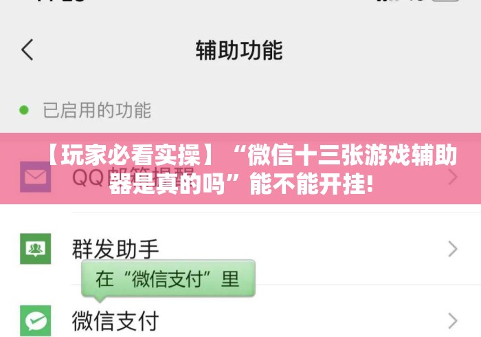 【玩家必看实操】“微信十三张游戏辅助器是真的吗”能不能开挂!