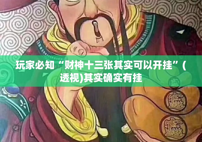 玩家必知“财神十三张其实可以开挂	”(透视)其实确实有挂