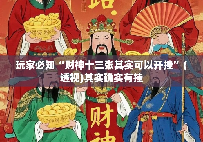 玩家必知“财神十三张其实可以开挂”(透视)其实确实有挂