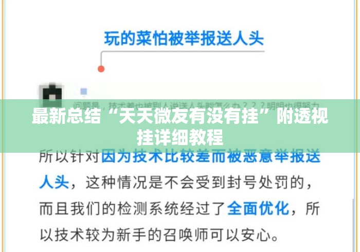 最新总结“天天微友有没有挂”附透视挂详细教程