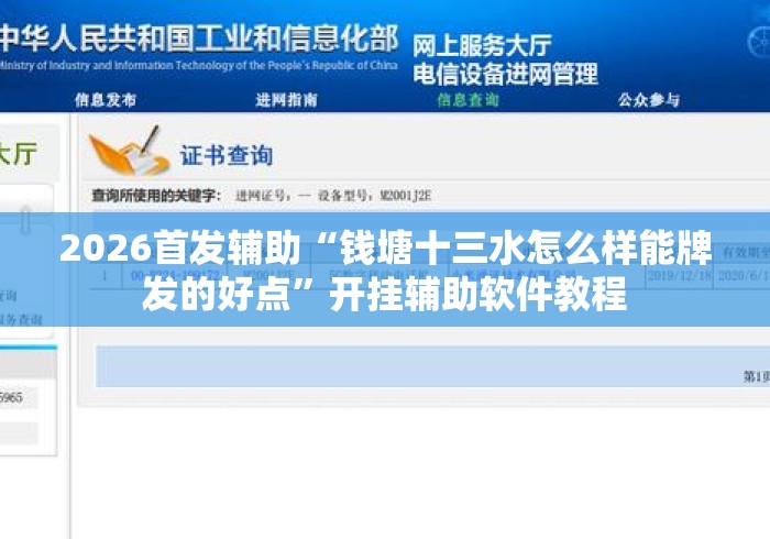 2026首发辅助“钱塘十三水怎么样能牌发的好点”开挂辅助软件教程