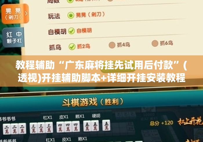 教程辅助“广东麻将挂先试用后付款”(透视)开挂辅助脚本+详细开挂安装教程