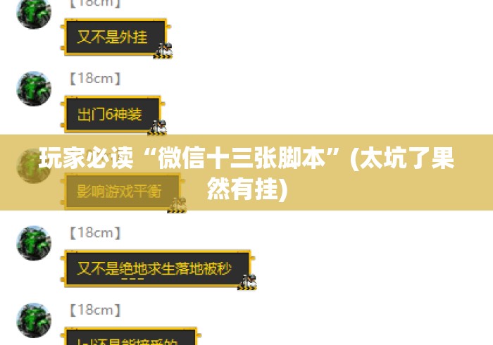 玩家必读“微信十三张脚本”(太坑了果然有挂)