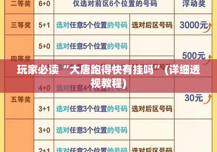 玩家必读“大唐跑得快有挂吗”(详细透视教程)