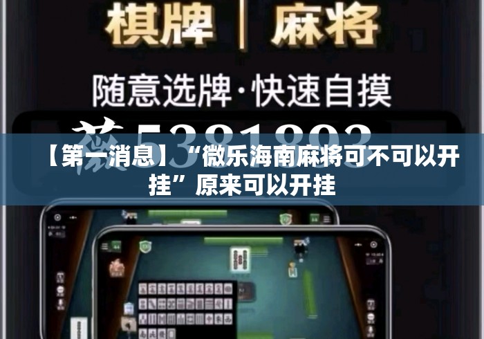 【第一消息】“微乐海南麻将可不可以开挂”原来可以开挂