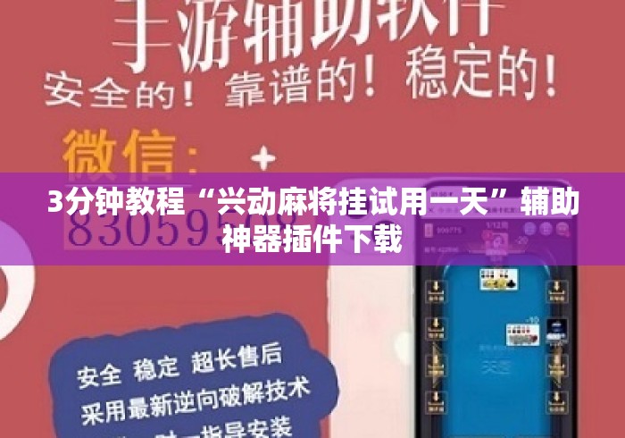 3分钟教程“兴动麻将挂试用一天”辅助神器插件下载