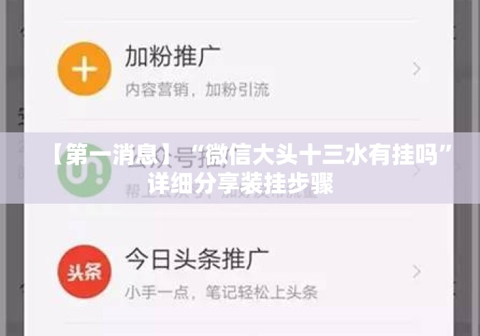 【第一消息】“微信大头十三水有挂吗	”详细分享装挂步骤