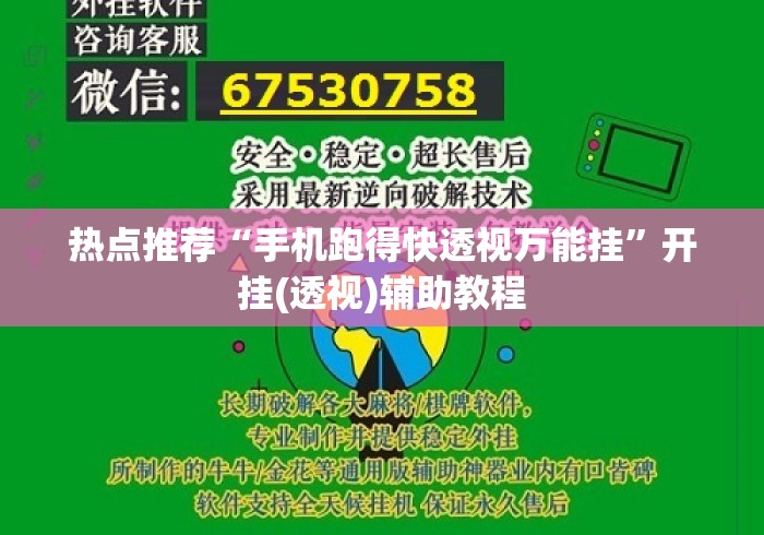 热点推荐“手机跑得快透视万能挂”开挂(透视)辅助教程