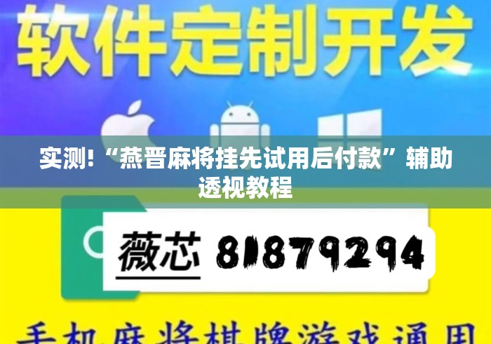 实测!“燕晋麻将挂先试用后付款”辅助透视教程