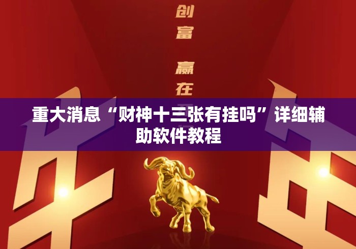 重大消息“财神十三张有挂吗”详细辅助软件教程