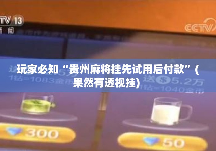 玩家必知“贵州麻将挂先试用后付款”(果然有透视挂) 