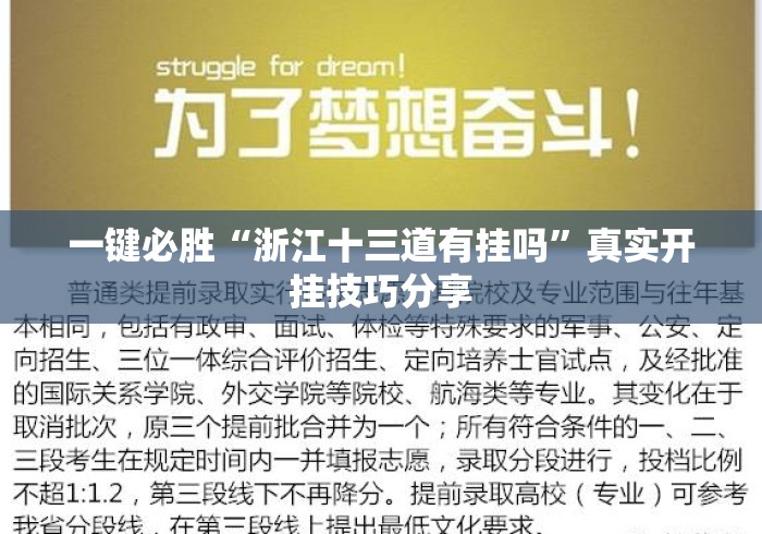 一键必胜“浙江十三道有挂吗”真实开挂技巧分享