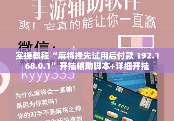 实操教程“麻将挂先试用后付款 192.168.0.1”开挂辅助脚本+详细开挂