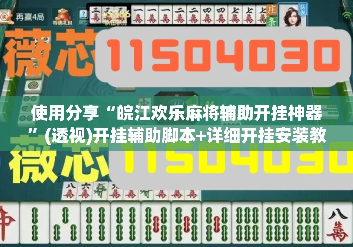 使用分享“皖江欢乐麻将辅助开挂神器”(透视)开挂辅助脚本+详细开挂安装教程