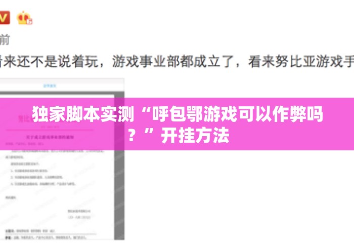 独家脚本实测“呼包鄂游戏可以作弊吗？”开挂方法