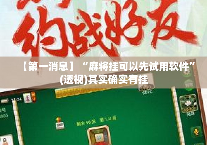 【第一消息】“麻将挂可以先试用软件”(透视)其实确实有挂