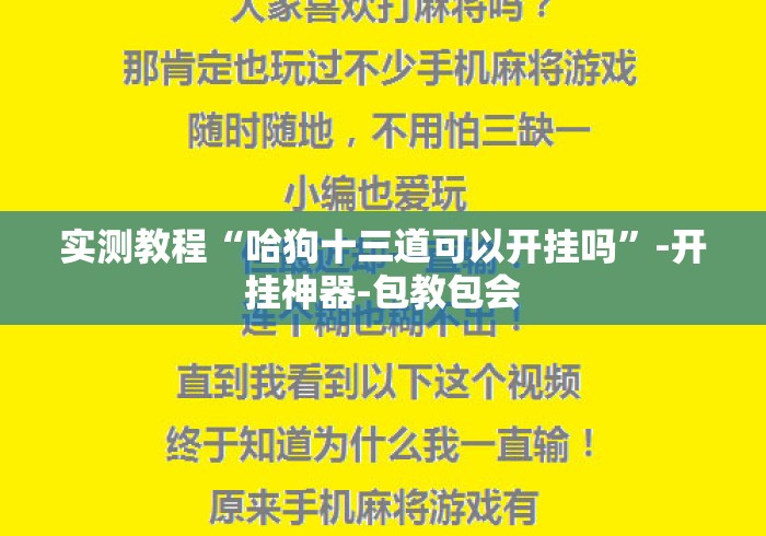 实测教程“哈狗十三道可以开挂吗”-开挂神器-包教包会