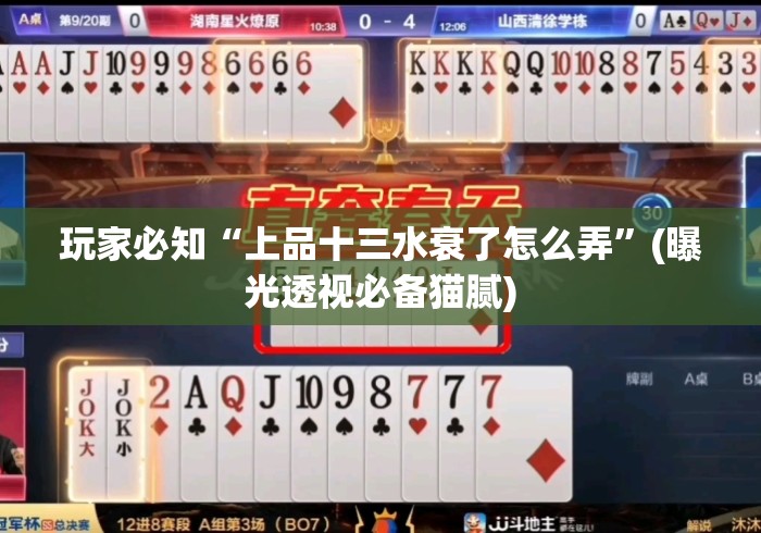 玩家必知“上品十三水衰了怎么弄	”(曝光透视必备猫腻)